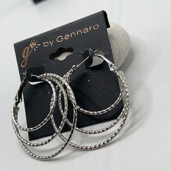 Silver Duo Circle G by Gennaro Earrings - Picture 4 of 6